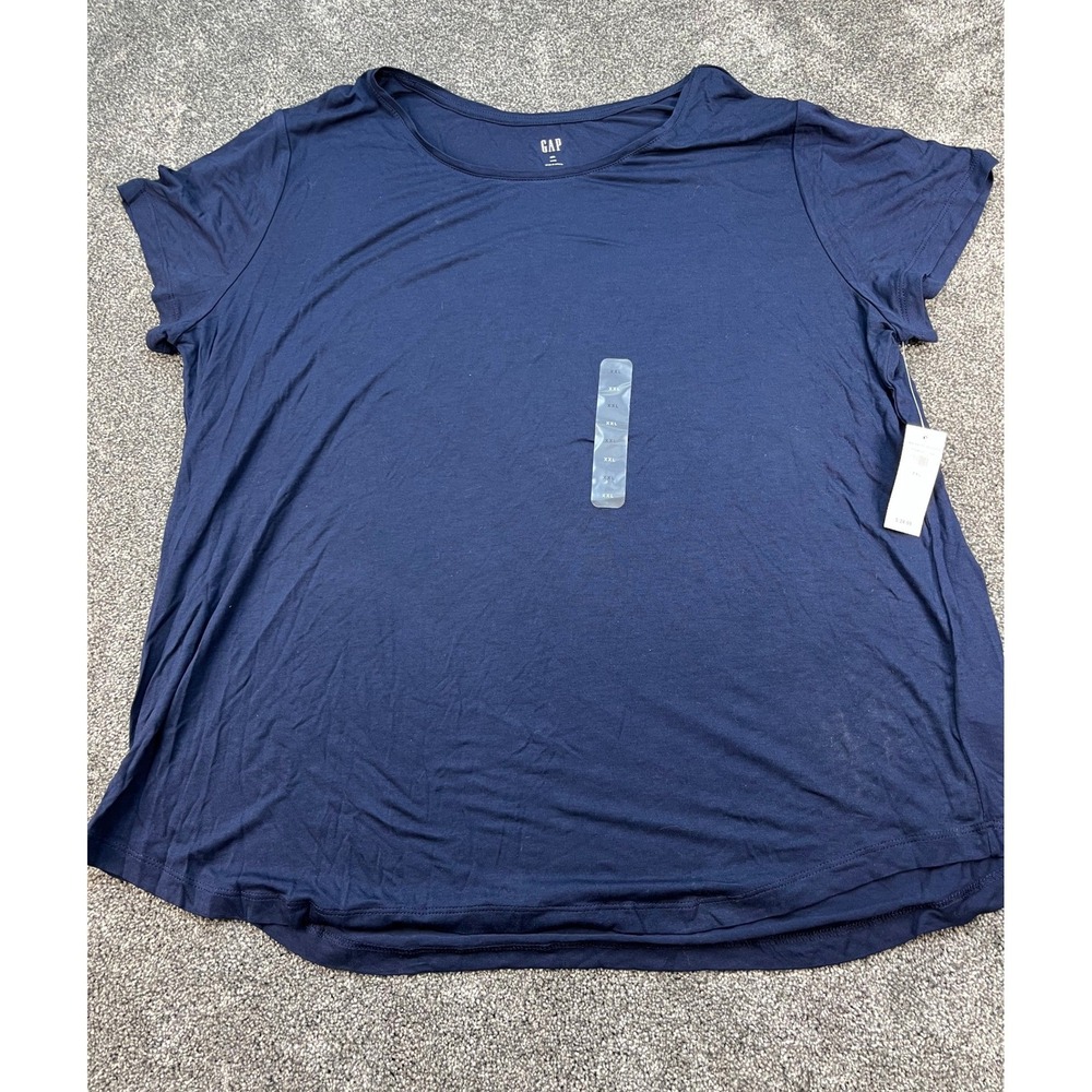 NWT Gap Luxe Short Sleeve Rayon Scoop Neck Tee Women's Size XXL Tapestry Navy